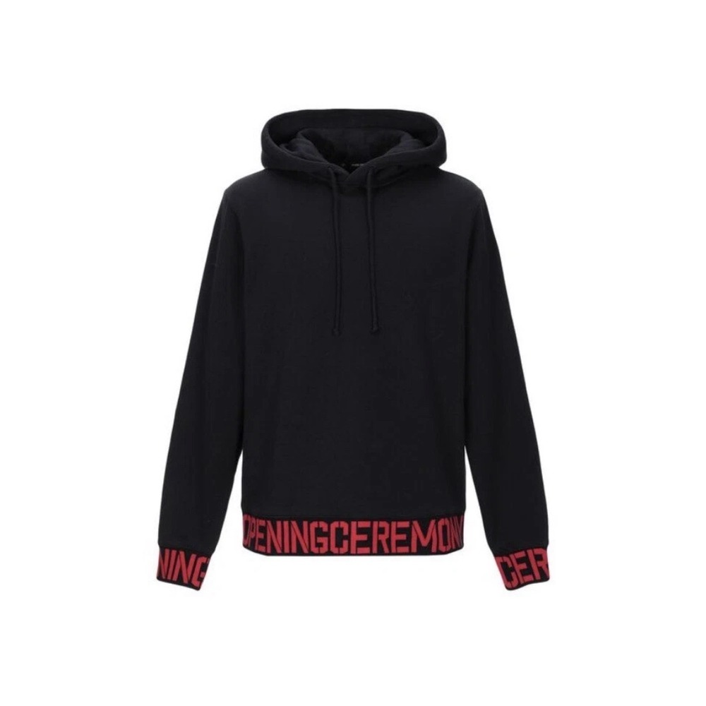 Opening Ceremony Hoodie Mens Black Red Logo Trim Pullover F18TEM22065 Medium